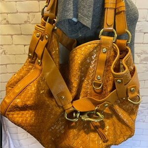 Francesco Biasia Woven Leather Tote Bag - Tan